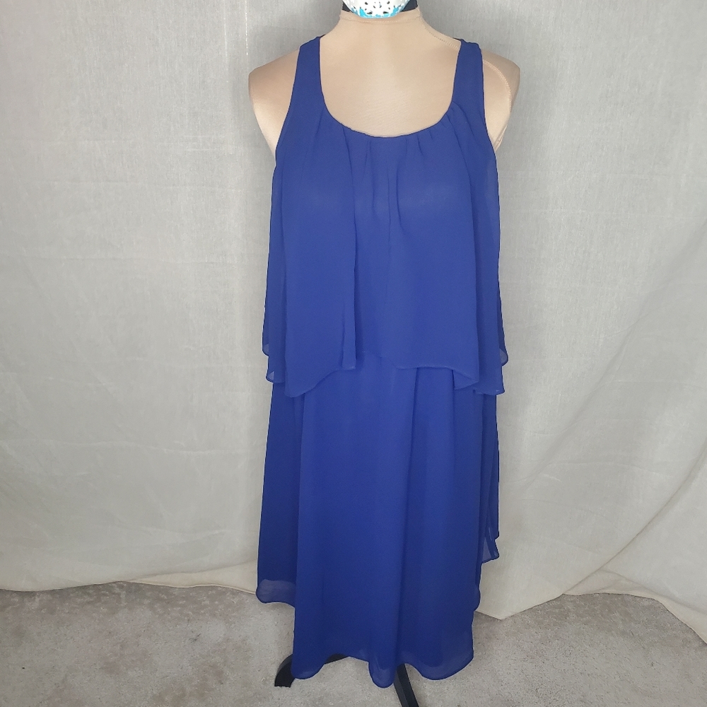 ◇◇ Maeve Blue Sleeveless Layered Chiffon Dress Size Small